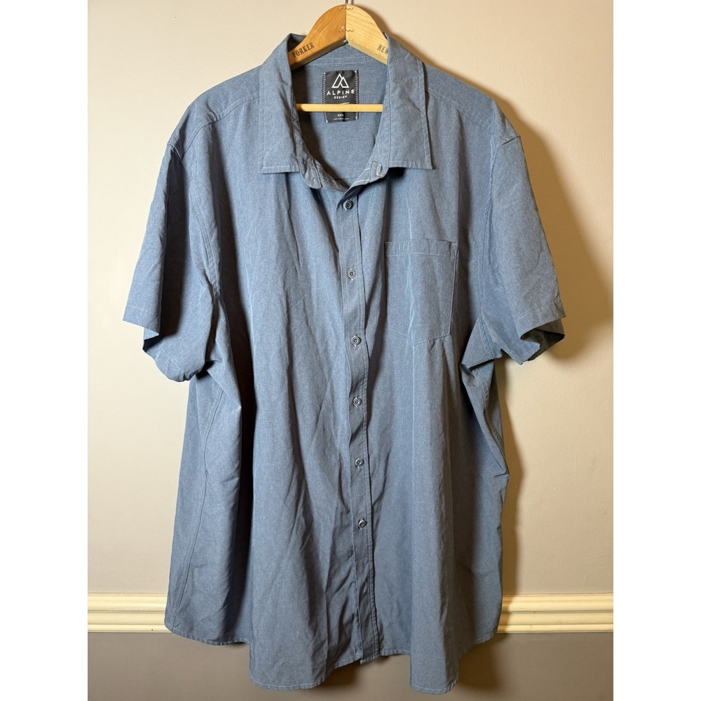 Alpine Design Mens Short Sleeve Button Down Shirt XXXLarge blue